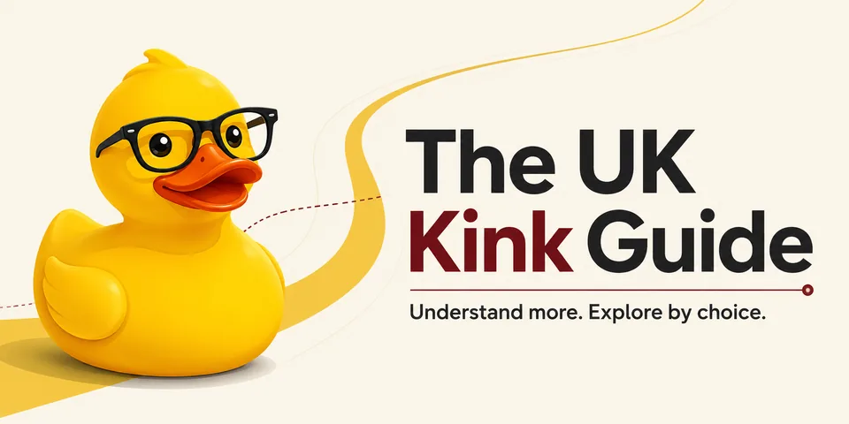 The UK Kink Guide yellow duck brand artwork with the words Understand more. Explore by choice.